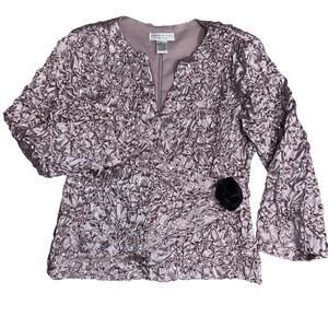 Jackie Jon Large 100%‎ Polyester Purple Black Flower Sequined Jacket